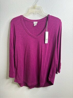 Chico’s Size 1 Large 3/4 Length Sleeve Blouse NWT